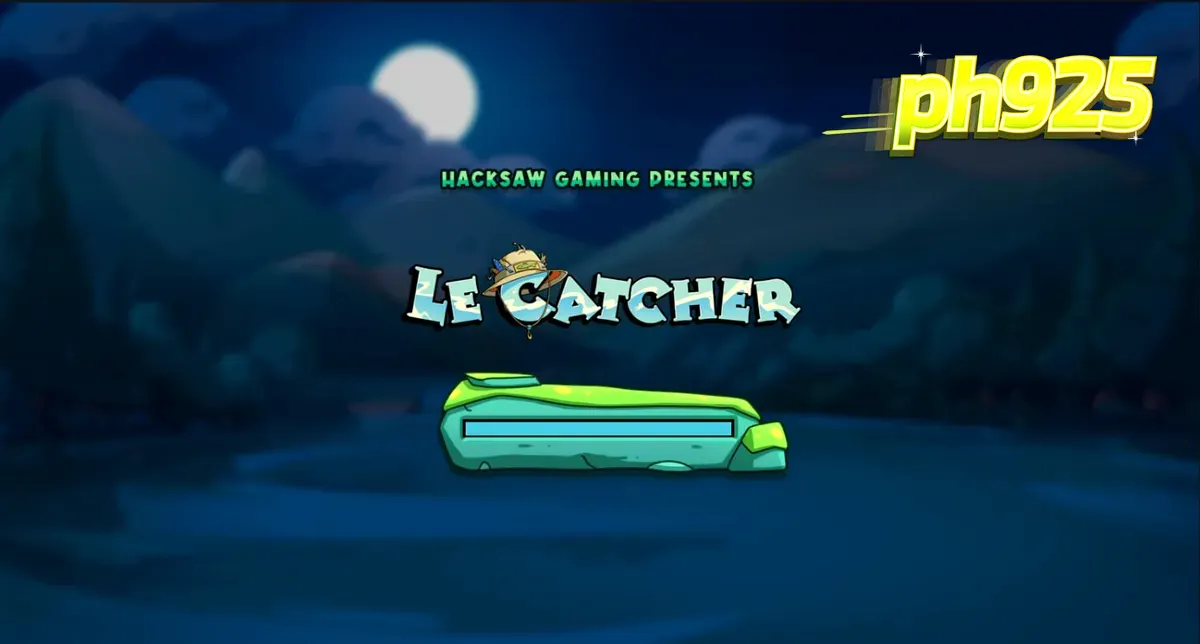 Isang masayang raccoon angler sa isang gabi ng pangingisda sa Le Catcher slot.
